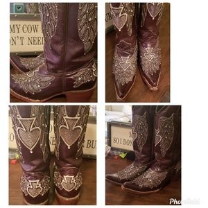 Womens Burgundy Sergal Western boots ,GUC